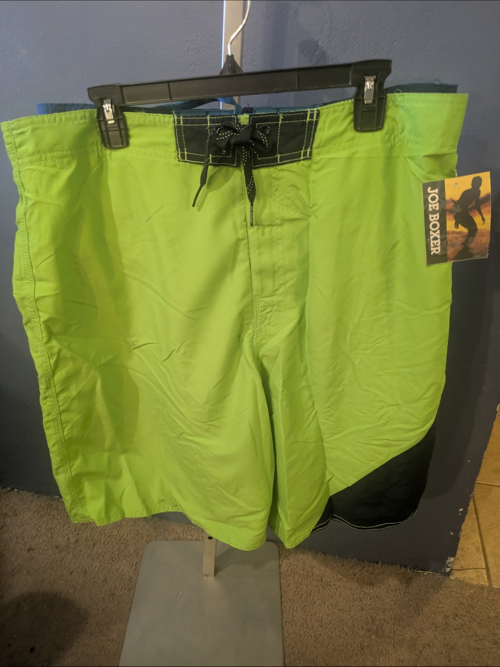 2 Pr Mens XL Joe Boxer Lime and Blue  Men’s Swim Trunk Board Shorts